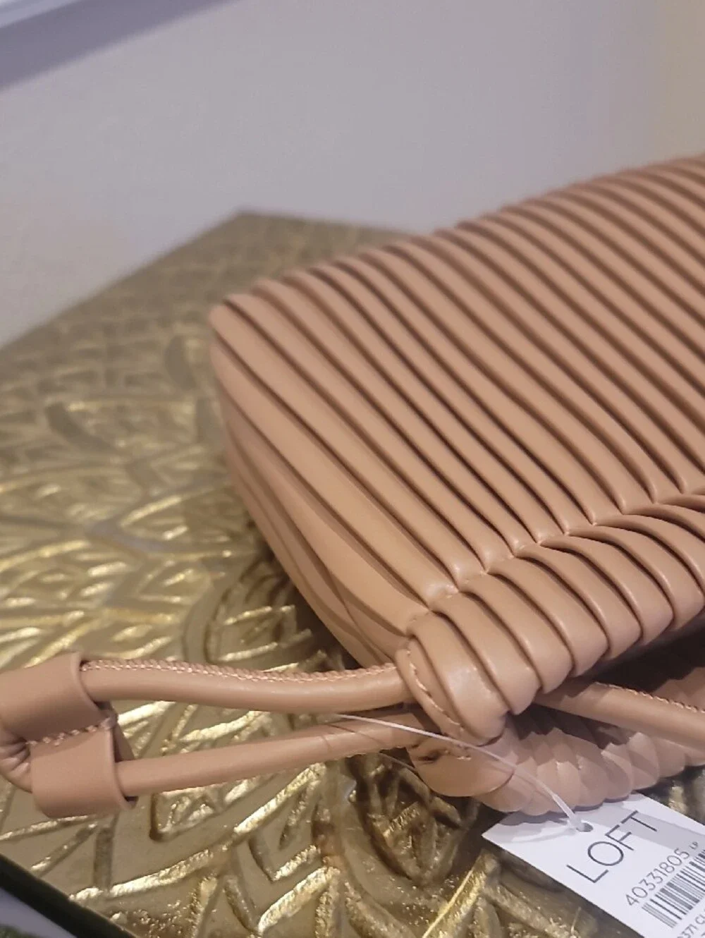 Loft Pleated Tan /Mauve Crossbody Bag - Women Bags, Shoulder Strap Length 23